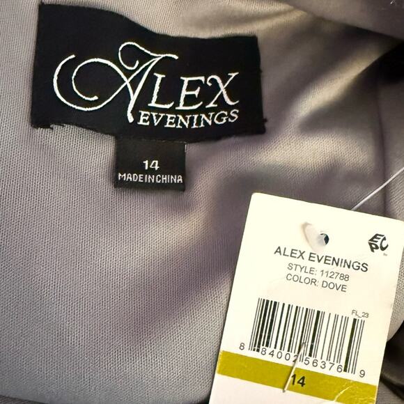 Alex Evenings Embellished Lace A-Line Evening Gown Dove Women’s Sz 14 - Picture 6 of 9